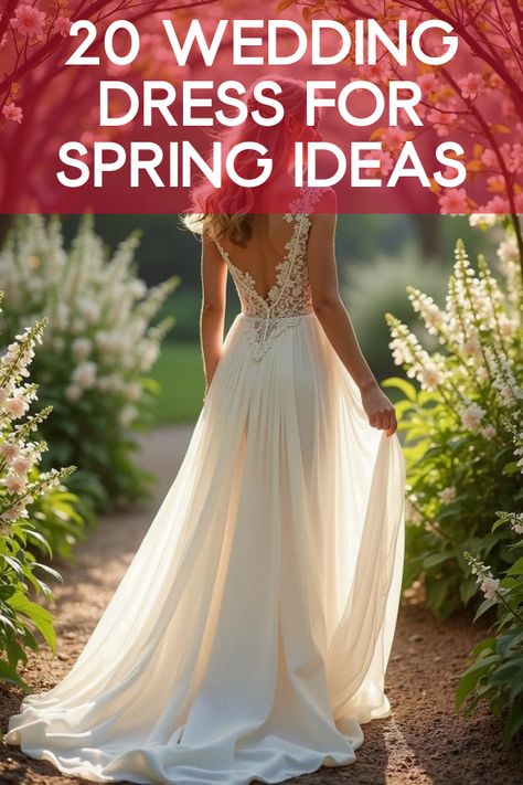 Did you know that the perfect wedding dress for spring can transform your big day into a dreamy fairy tale? Explore our exclusive gallery featuring 20 stunning dresses tailored for the breezy spring vibes. From lace wonders to bohemian beauties, find the gown that reflects your unique style. Step into spring with confidence and grace - your dream dress awaits! Boho Fairy Wedding Dress, Wedding Dress For Spring, White Bridal Flowers, Barn Wedding Dress, Fall Wedding Gowns, Boho Style Wedding Dress, Wedding Dress Low Back, Classic White Dress, Spring Wedding Dress