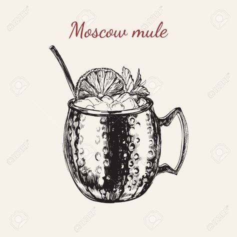 Mule Tattoo, Moscow Mule Drink, Mule Drink, Drink Vector, Terrible Tattoos, Girl Writing, Writing An Article, Favorite Fonts, Drawn Illustration