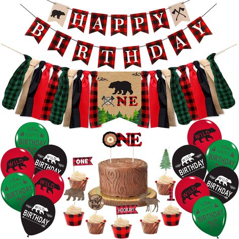 PRICES MAY VARY. Burlap IT'S A BIG DAY! Why not have the lumberjack one birthday party adventure at home? we have selected the most popular lumberjack one party decoration supplies for you,all you need are in a pack set. Package include: 1 x HAPPY BIRTHDAY banner, 1 x lumberjack one highchair banner, 1 x one cake topper, 12 x Latex balloons, 10 x Cupcake toppers. HIGH QUALITY - Lumberjack One Banner was made of premium light weight burlap and hand strung on. The cupcake topper and one cake smash Winter Onederland Birthday Party Boy, Buffalo Plaid First Birthday, Buffalo Plaid Birthday Party, Lumberjack First Birthday, One Highchair Banner, Small Birthday Parties, Forest Birthday Party, One Cake Topper, Birthday Photo Banner