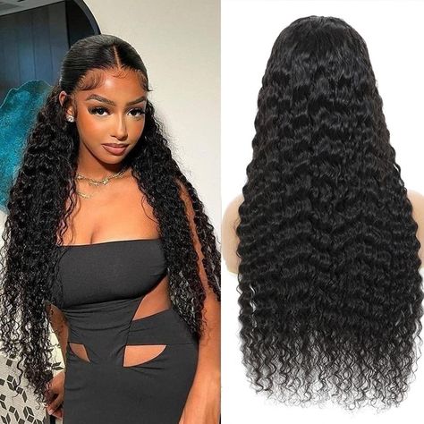 Wigs Wet And Wavy, Deep Wave Lace Front Wigs, Curly Lace Frontal, Lace Frontal Wigs, Lace Front Wigs Human Hair, Deep Wave Hairstyles, Wigs Human Hair, Deep Wave, Wigs For Black Women