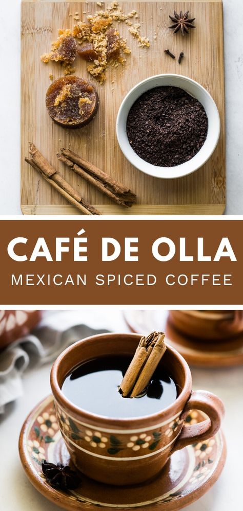 Cafe Olla Recipe, Mexican Coffee Recipe How To Make, Mexican Cinnamon Coffee, Coffee With Spices, How To Make Mexican Coffee, Spiced Coffee Recipe, Latin Coffee Shop, Mexican Coffee Shop, Mexican Coffee Recipe