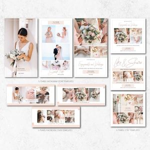 Instagram Post Templates for Photographers Wedding Photography - Etsy Vietnam Instagram Story Wedding, Wedding Photography Templates, Photography Gift Certificate Template, Wedding Photo Collage, Photographer Templates, Photography Marketing Templates, Christmas Photo Card Template, Story Wedding, Facebook Cover Template