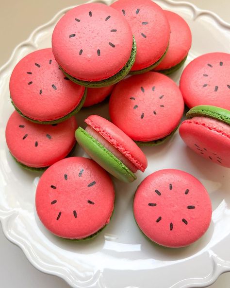 Moonlit Macarons NC’s Instagram profile post: “🍉 What summer & spring activities are you looking forward to doing as the weather warms up? These watermelon macs have me SO ready for…” Summer Cooking, One In A Melon, Spring Activities, 1st Bday, No Bake Desserts, Looking Forward, Baked Goods, Melon, Macarons