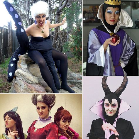 Wicked Awesome Disney Villain Halloween Costumes Disney Villains Diy Costume, Famous Villains Costumes, Best Villain Costumes, Disney Villian Trunk Or Treat, Villans Halloween Costumes, Disney Villians Costume For Women, Disney Villain Costume Ideas, Diy Villian Costume Ideas For Women, Female Villian Costumes