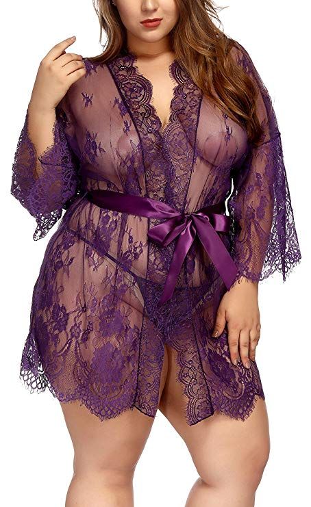 Lace Bridesmaids Gowns, Satin Bridesmaids Robes, Lace Kimono, Women's Robe, Womens Kimono, Babydoll Lingerie, Bridesmaid Gown, Amelie, Sheer Lace