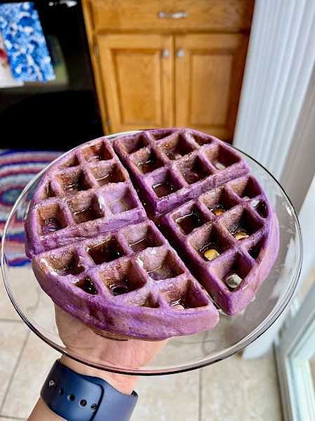 Beyond-my-thoughts: Ube Waffles Ube Waffles, Ube Jam, Fluffy Waffles, Waffles Recipe, Waffle Recipes, Waffle Maker, Large Bowl, Buttermilk, Purpose Flour