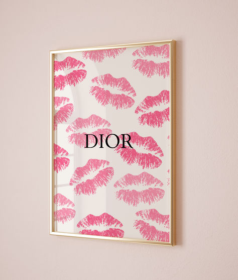 Dior Fashion Prints Pink Lips Vogue Cover Retro Preppy College Apartment Bedroom Decor Pink Trendy Magazine Art Design Luxury Fashion Prints Designer Brand Aesthetic Poster Designer Brand Aesthetic, Vogue Poster Prints, College Apartment Bedroom Decor, College Apartment Bedroom, Girly Pink Bedroom, Bedroom Decor Pink, Pink Kisses, College Bedroom Apartment, Preppy College