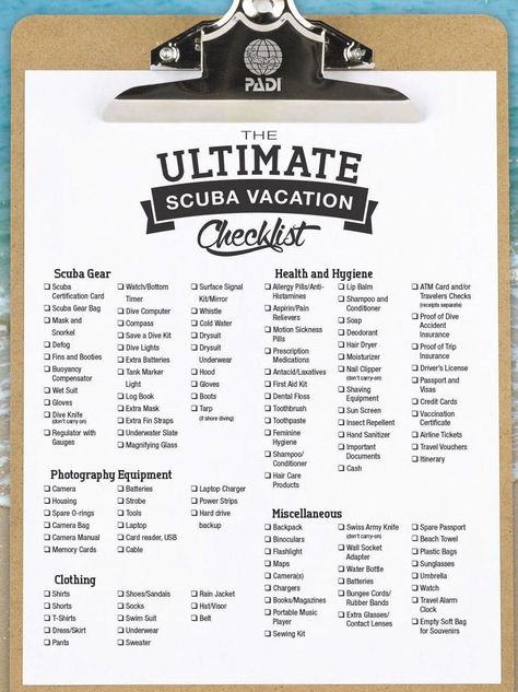 The Ultimate Scuba Vacation Packing List Posted by Drew Schneier  Ever wondered what to pack on a scuba diving trip? Check out this post from The PADI Blog!  Shark diving Manta Giant Manta Nautilus Packing Checklist #scubadivinglocations Scuba Shop, Giant Manta, Travel Malta, Trip Packing List, Boat Days, Malta Beaches, Diver Down, Vacation Packing List, Trip Packing