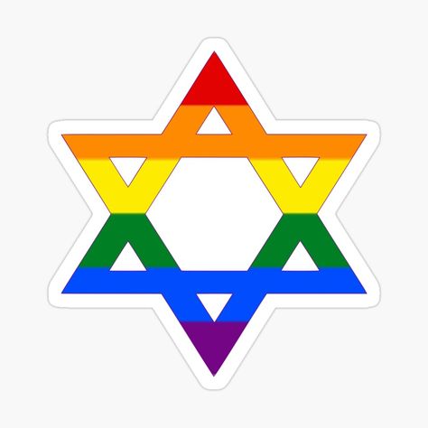 Get my art printed on awesome products. Support me at Redbubble #RBandME: https://www.redbubble.com/i/sticker/Jewish-Pride-and-Gay-Pride-in-One-by-JoBella-Designs/81384528.EJUG5?asc=u Jewish Pride, Designs Stickers, Jewish Humor, Jewish Star, Design Sticker, Rainbow Flag, Gay Pride, Lives Matter, One Design