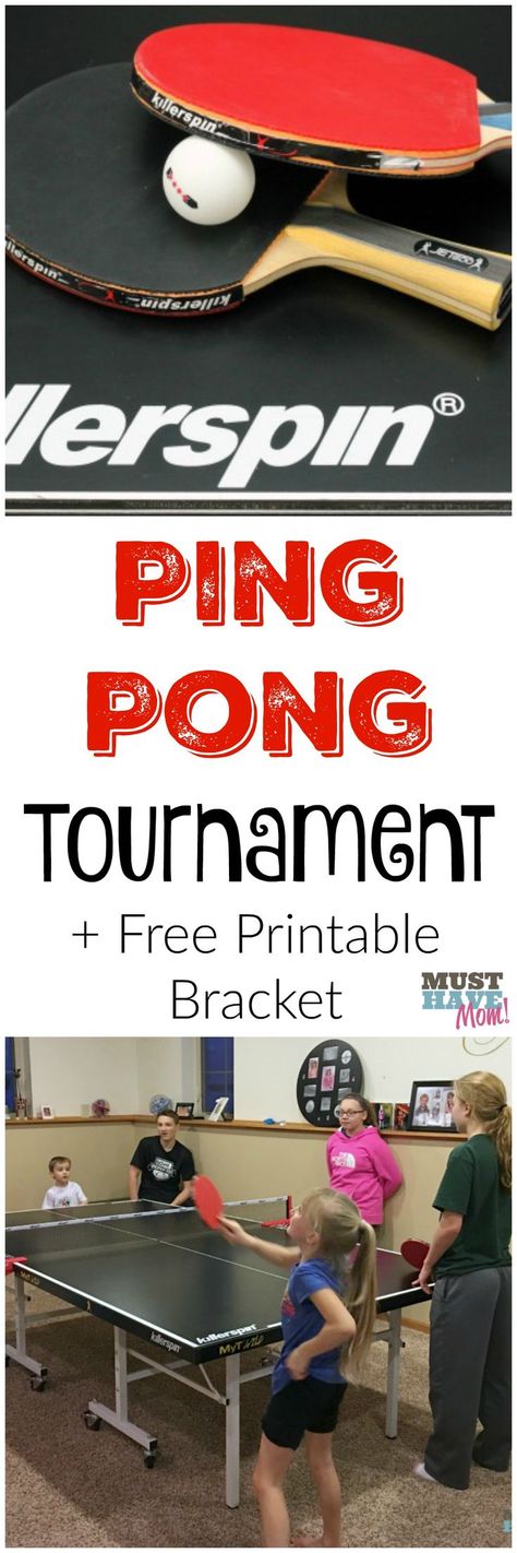 How to host a family ping pong tournament plus free printable ping pong tournament bracket. This is a great way to get the kids to put their phones and devices away and play! Ping Pong Tournament, Printable Brackets, Pong Tournament, Tournament Bracket, Tennis Tips, Fun Games For Kids, Sports Day, Youth Sports, Sleepover Party