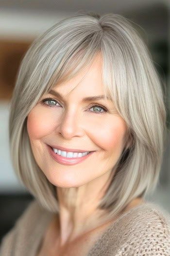 Haircut With Bangs For Women, Medium Length Haircut With Bangs, Hairstyles For Women Over 60, Hairstyles For Women Over 50, Layered Bob Hairstyles, Natural Wavy Hair, Medium Long Hair, Shag Hairstyles, Bob Hairstyles For Fine Hair