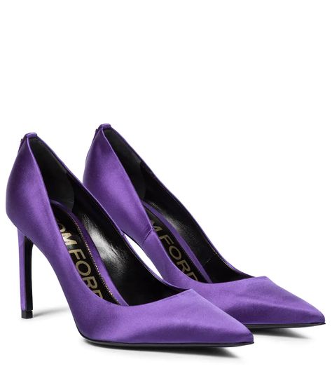 Tom Ford - Satin pumps | Mytheresa Fashion Advisor, Tom Ford Clothing, Tom Ford Shoes, Tom Ford Bag, Purple Accessories, Dr Shoes, Ford Accessories, Designer Pumps, Satin Pumps