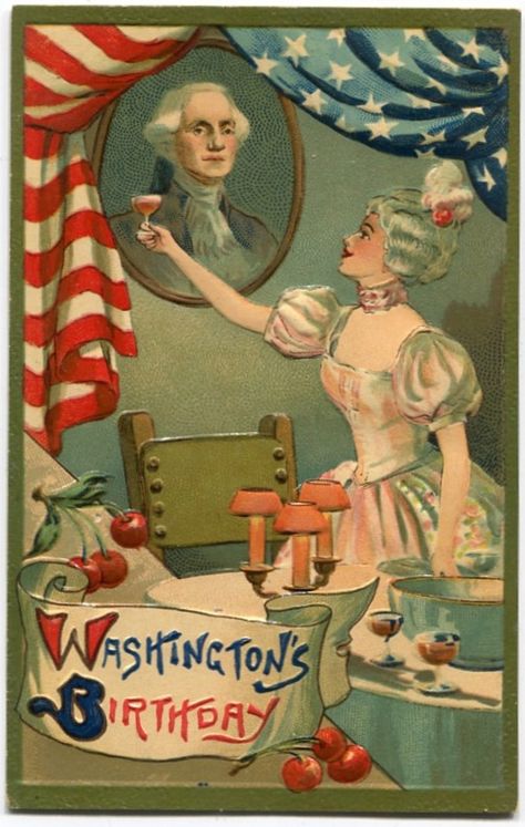 Antique George Washington birthday postcard - a toast - circa 1910. George Washington Birthday, Postcard Album, Patriotic Posters, Patriotic Images, Birthday Postcard, Yankee Doodle, Patriotic Pictures, Vintage Holiday Cards, Vintage Patriotic