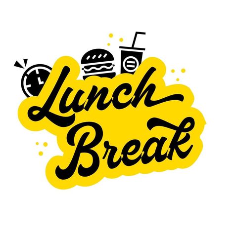 Modern Lunch break vector logo design. Lunch Break Vector Sticker Design. Lunch Break T-shirt Design, hand lettered calligraphic design. Lunch Graphic Design, Lunch Stickers, Brunch Logo, Breakfast Logo, Snack Logo, Food Brand Logos, Organic Food Logo, Sleepover Snacks, Logo Design Graphics