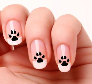 20-Nail-Art-Stickers-Transfers-Decals-733-Dog-paw-prints-Just-peel-amp-stick Paw Print Nail Art, Paw Print Nail, Paw Print Nails, Dog Nail Art, Nagel Art, Cat Nail Art, Dog Paw Prints, Squoval Nails, Awesome Nails