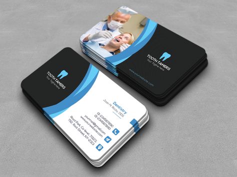 This is a Dental Business Card template. This template download contains a 300 dpi print-ready CMYK psd files. All main elements are editable and customizable. Dental Visiting Cards Design, Calling Card Template, Dental Business Cards, Dental Clinic Logo, Medical Business Card, Dental Business, Dental Logo Design, Dental Posters, Dentist Clinic