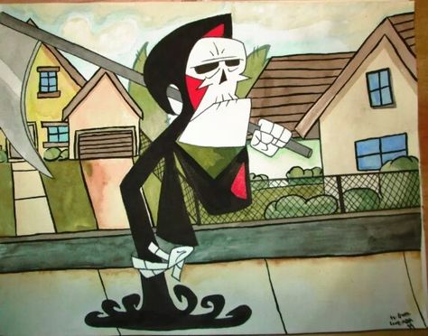 Grimm Watercolor and permanent maker Jessica Gastin 2013 The Grimm Adventures of Billy and Mandy Grim Reaper Grimm Adventures Of Billy And Mandy Tattoo, Billy And Mandy Tattoo, Billy And Mandy, Grim Adventures, The Grimm, Cartoon Profile, Rare Pictures, The Grim, Cartoon Profile Pics