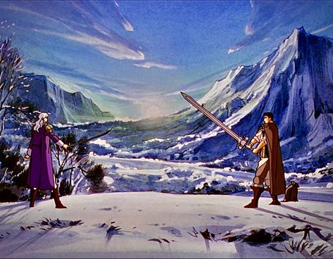 Guts And Griffith, Berserk Anime 1997, Berserk Anime, Dark Grunge, Time Zones, Snow Scenes, 90s Anime, Anime Screenshots, Environment Concept Art