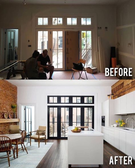 Interior Design on Instagram: “What would you do different in this transformation?🤔 Follow @nerovation Follow @nerovation By: @zoefeldmandesign” Before After Design, House Before And After, New Condo, Home N Decor, Fixer Upper, Instagram Account, Interior Styling, Breakfast Bar, Kitchen Design