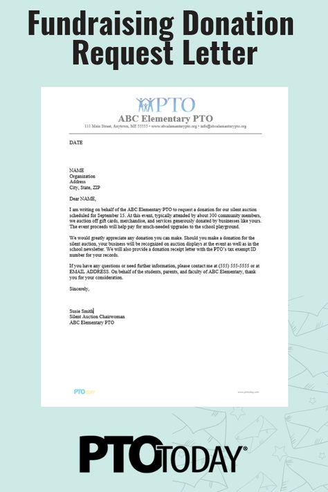 Use our fundraising request template for letters and emails to potential donors. Pta Sponsorship Letters, Pto Donation Request Letters, Pta Donation Request Letter, Silent Auction Donation Request Letter, How To Write A Donation Request Letter, Fundraising Donation Request Letter, Donation Thank You Letter, Donation Letter Samples, School Donations