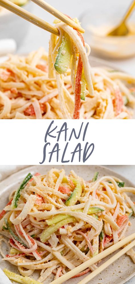 Crab Stick Salad Recipes, Easy Kani Salad, Crab Stick Salad, Kani Salad Recipe Easy, Kani Salad Dressing, Crab Stick Recipe Ideas, Spicy Kani Salad, Spicy Kani Salad Recipe, Kani Salad Recipe