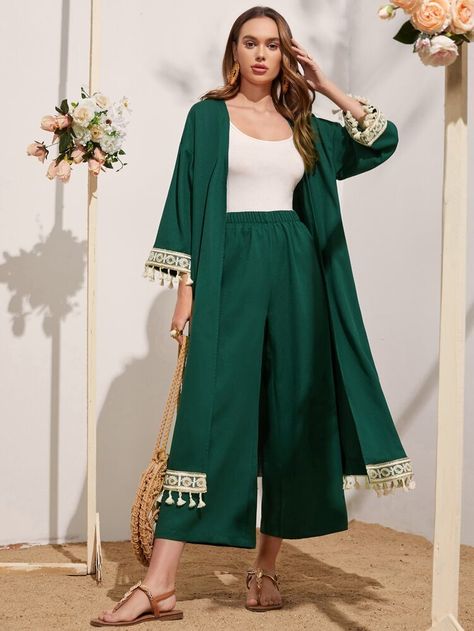 Co Ord Sets Two Pieces, Modest Essentials, Chiffon Frocks For Women, Estilo Hijab, Womens Dress Coats, Modest Casual Outfits, Kaftan Designs, Mode Kimono, Frock For Women