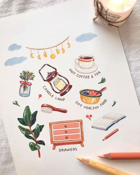 Pencil Inspiration, Color Pencil Illustration, Art Sketches Doodles, Cute Sketches, Pencil Drawings Easy, Watercolor Projects, Unique Drawings, Bullet Journal Design Ideas, Kpop Drawings