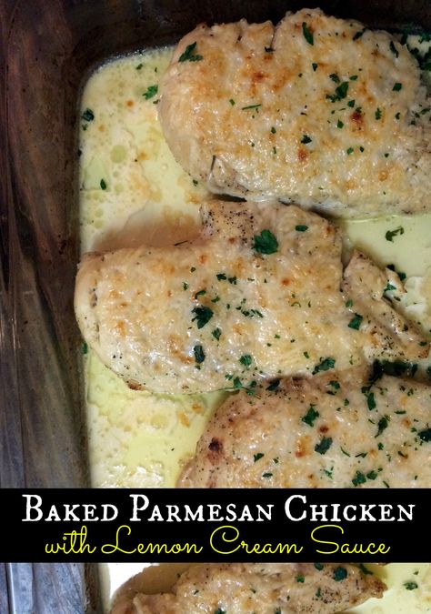 Baked Parmesan Chicken with Lemon Cream Sauce | Aunt Bee's Recipes Chicken With Lemon Cream Sauce, Rice Ramen Noodles, Baked Parmesan Chicken, Mother Clucker, Lemon Cream Sauce, Chicken With Lemon, Lemon Cream Sauces, Chicken Shack, Tamale Pie