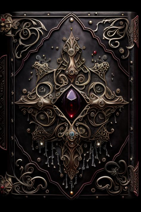 Grimoire Fantasy Art, Grimoire Cover Design, Spell Book Concept Art, Fantasy Grimoire, Grimoire Book Fantasy Art, Grimoire Book Cover, Spellbook Fantasy Art, Magic Books, Black Book