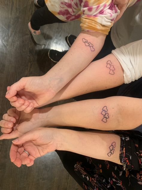 4 Sister Matching Tattoos, Tattoo Ideas For 4 Sisters, Matching Tattoos For 4 Cousins, 4 Sister Tattoos Matching, Small Matching Tattoos For 4 People, Matching Tattoos For 4 Sisters, 4 Sisters Tattoo Ideas, 5 Sisters Tattoo, 4 Daughters Tattoo