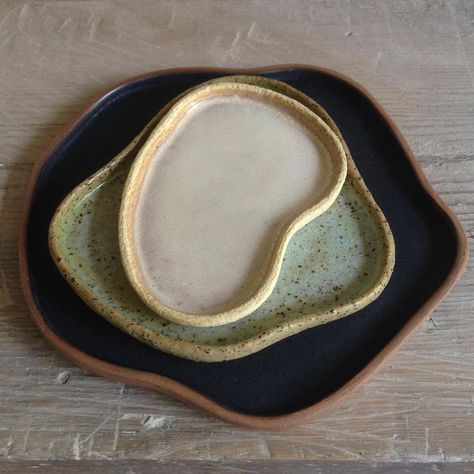 A new nestling plate set by @sigridvolders #ceramic #plates #sigridvolders #clayclubantwerp #clayclubbing #stonewarepottery #interiordesign… Handbuilt Ceramic Plates, Slab Plates Ceramics, Textured Ceramic Plate, Pottery Plates Handmade Contemporary, Ceramic Divided Plate, Ceramics Pottery Bowls, Plate Ceramic, Clay Bowl, Pottery Handbuilding