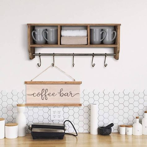 Baskets Entryway, Entryway Organizer Wall, Wall Shelf With Hooks, Coat Rack With Storage, Shelf With Hooks, Wall Mounted Shelf, Entryway Shelf, Rustic Coat Rack, Bar Shelves