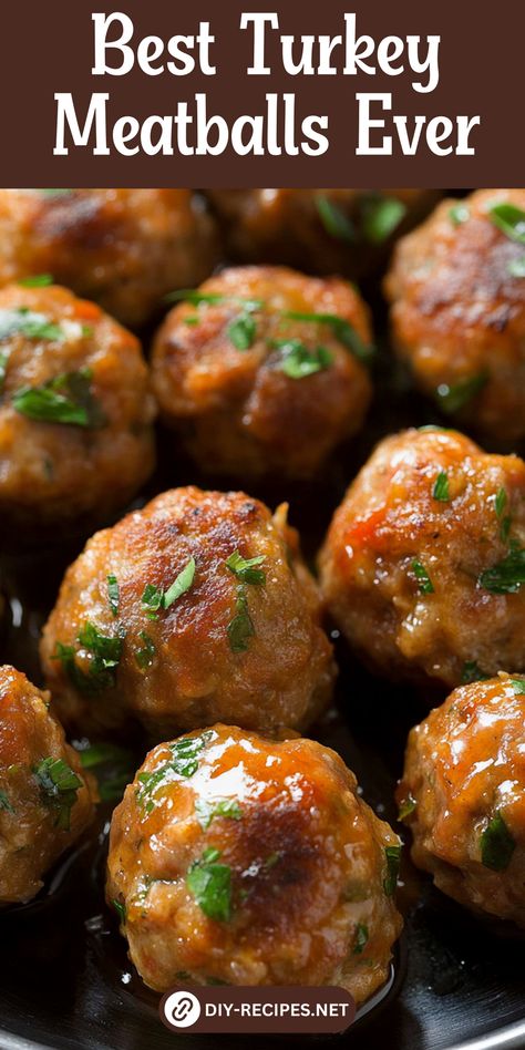 Try the best Turkey Meatballs ever! This recipe combines lean turkey, fresh parsley, and spices for a delicious and healthy dish that’s easy to make. Curry Meatballs Turkey, Quick Turkey Meatballs, Easy Turkey Meatball Recipes, Smothered Turkey Meatballs, Ground Turkey Bbq Meatballs, The Best Turkey Meatballs, Turkey And Italian Sausage Meatballs, Best Turkey Meatballs Recipe, Stove Top Turkey Meatballs