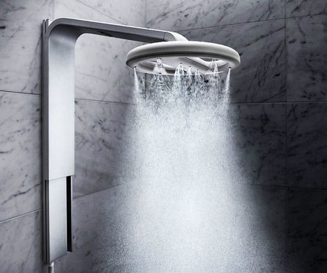 Take a step towards helping Mother Earth by showering with this water saving mist shower head. This unique shower head atomizes streams of water into tiny ... Bathroom Ideas Farmhouse Style, Old Bathroom Ideas, Beautiful Showers, Shower Head Design, Best Shower Head, Shower Benches, Matte Black Finishes, Modern Home Decor Bathroom, Marble Showers