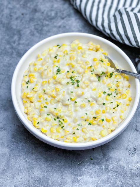 Vegan Creamed Corn Zucchini White Bean, Vegan Cream Corn Recipe, Vegan Zucchini Soup, Vegan Creamed Corn, Creamed Corn Casserole, Zucchini Soup Recipes, Cream Corn Casserole, Creamed Corn Recipes, Zucchini Soup