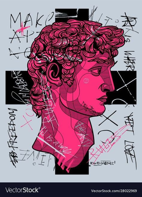 Pink Calligraphy, Images Pop Art, Classical Sculpture, Arte Doodle, Graphic Tshirt Design, Art Pop, Graphic Design Posters, Graffiti Art, Art Sketchbook