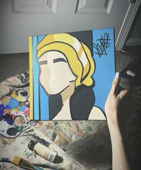 Cartoon High Paintings, Summer Walker Paintings, Rapper Paintings Easy, Hippie Painting Ideas Easy, Album Covers Music, Y2k Canvas Painting, Easy Trippy Canvas Painting, Cover Rap, Kaws Painting