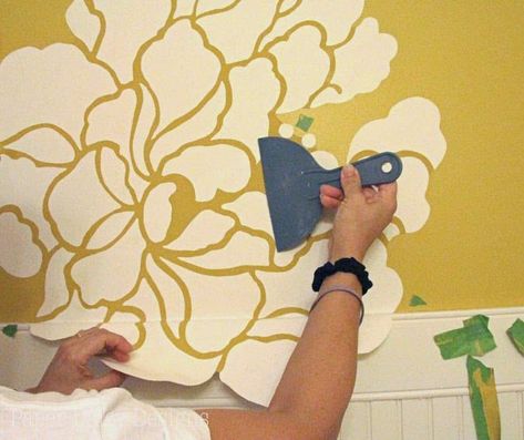 The One Roll Transformation - Deeply Southern Home Wallpaper Cut, Anthropologie Wallpaper, Hang Wallpaper, Black And White Balloons, T Wallpaper, Wallpaper Bathroom, Paper Daisy, Painted Background, Parts Of A Flower