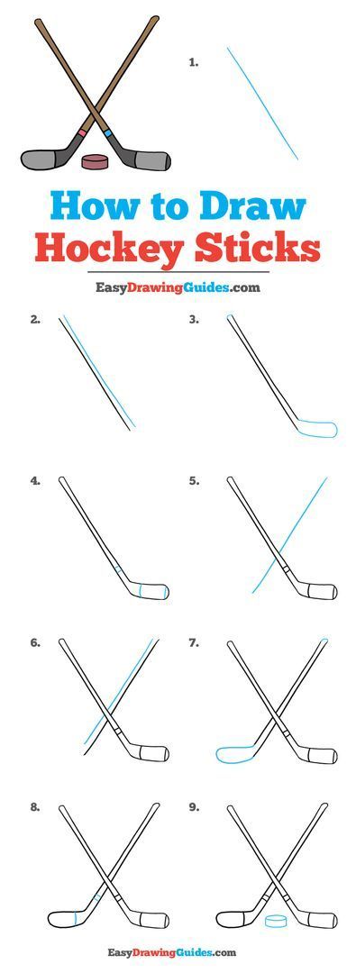 Learn to draw crossed hockey sticks. This step-by-step tutorial makes it easy. Kids and beginners alike can now draw great looking hockey sticks. Hockey Drawing, Sport Art Projects, Calendar Doodles, Stick Drawings, Drawing Instructions, Hockey Pictures, Drawing Guides, Pencil Drawing Tutorials, Drawing Ideas List