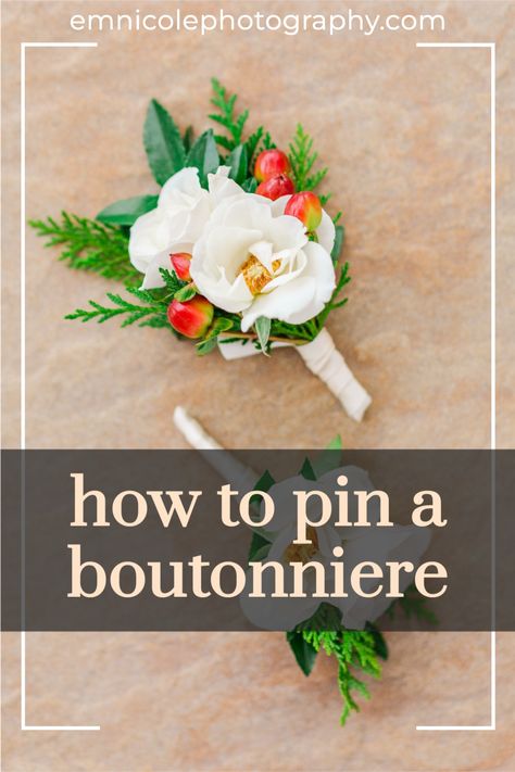 How To Make Groomsmen Boutonniere, Groomsmen Buttoneers, Pinning A Boutonniere, Bouteneire Groom Boutonniere, Boutonniere On Shirt No Jacket, Men’s Flowers For Wedding, Make Boutonniere, How To Pin A Boutonniere On A Shirt, Making A Boutonniere