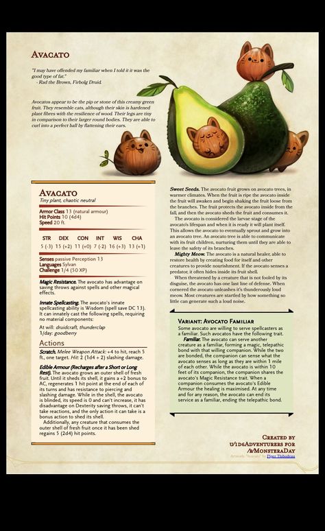 Dnd Herbalist, Druid Items, Plant Character Design, Dnd Pets, Magical Food, Dnd Stats, Dnd Homebrew, Dnd Stories, Dnd Campaign