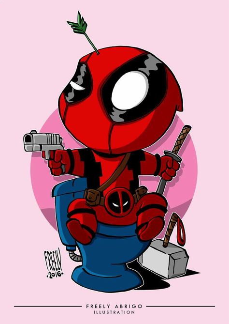 Baby Deadpool, Deadpool Chibi Cute, Deadpool Kawaii, Deadpool Cartoon, Deadpool Stickers, Deadpool Tattoo, Loki Drawing, Baby Marvel, Chibi Marvel