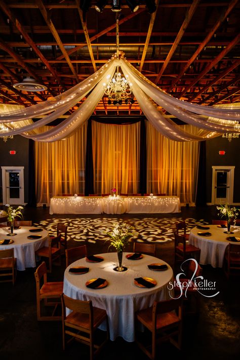 6 pt lit ceiling swag, custom backdrop with uplights and a themed image on the dance floor. Photo Credit- Steph Keller #LitCeilingSwag #CustomBackdrop #Uplights #ThemedImage #PartyPleasers #CincinnatiWedding Ceiling Swag, On The Dance Floor, Custom Backdrop, Event Center, The Dance, Dance Floor, The View, Valance Curtains, Photo Credit