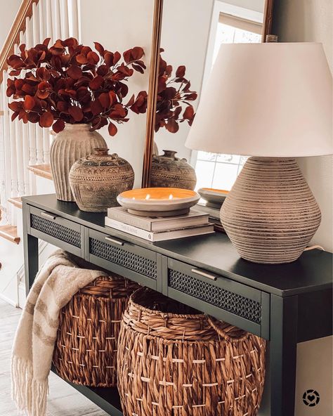 An of-the-moment mix of what people (including us) are finding, loving and sharing at Target. Fall Console Table Decor, Black Entryway Table, Console Table Black, Entry Table Decor, Drawer Console Table, Sideboard Decor, Console Table Styling, Black Console Table, Fall Entryway