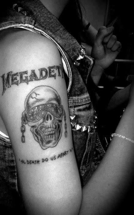 Metalhead Tattoo Ideas, Megadeth Tattoo, Vic Rattlehead, Metal Tattoo, Music Tattoos, Tattoo Images, Skull Tattoo, Tatting, Tattoo Ideas