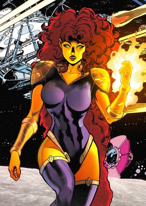 Star Fire Hair, Star Fire Comic, Starfire Comics Icons, Jlo Costume, Starfire Dc Comics, Starfire Comics, Starfire Dc, Dc Women, Star Fire