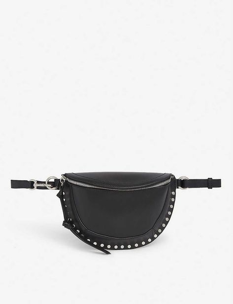 ISABEL MARANT - Skano studded leather belt bag | Selfridges.com Stud Belt, Shell Suit, Leather Belt Bag, Studded Belt, Biker Boots, Studded Leather, Adjustable Belt, The 80s, Oakley Sunglasses