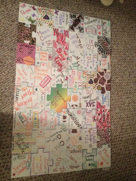 Sorority puzzle- Great sisterhood idea! Sisterhood Games Sorority, Sorority Games, Sorority Retreat Ideas, Sorority Bonding Activities, Sorority Sisterhood Events, Sorority Activities, Sisterhood Activities, Sorority Retreat, Sisterhood Ideas