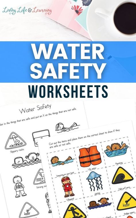 Water Safety Activities Preschool, Safety Worksheets For Kids, Water Safety Activities, Safety Worksheets, Swimming Lessons For Kids, Safety Activities, Swimming Classes, Homeschooling Tips, Safety Posters