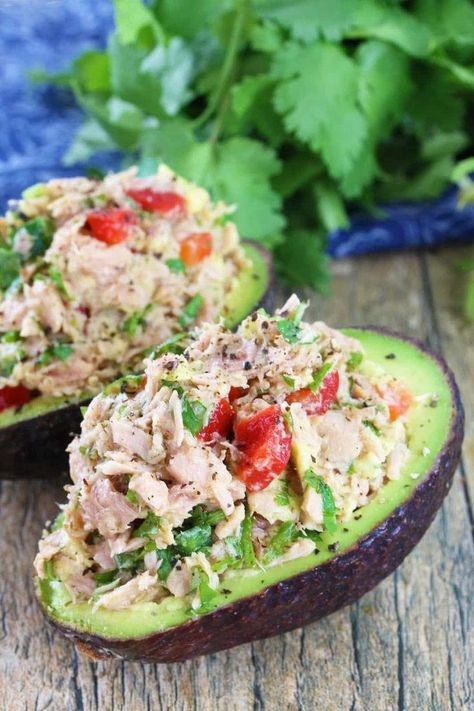 This Healthy Tuna Stuffed Avocado is stuffed with a flavorful southwest mixture. No mayo necessary here! It's the perfect healthy lunch. Tuna Stuffed Avocado, Stuffed Avocado, Healthy Tuna, 140 Pounds, My Career, Healthy Nutrition, My Job, Fitness Nutrition, Nutrition Recipes